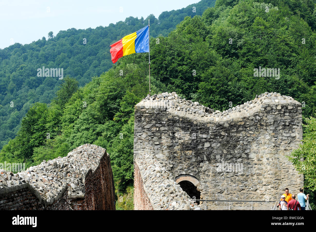 Cetatea gotico Poenari Poenari (castello) in Poenari, Romania. 19 luglio 2009, costruita nel XIII secolo e ricostruita nel XV secolo da Vlad l'Impalatore voivo Foto Stock