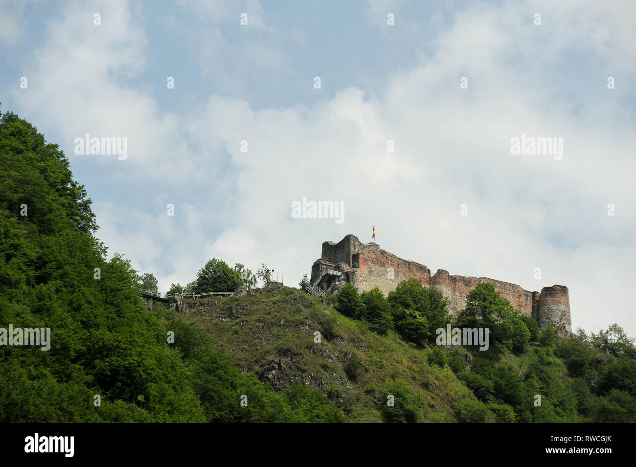 Cetatea gotico Poenari Poenari (castello) in Poenari, Romania. 19 luglio 2009, costruita nel XIII secolo e ricostruita nel XV secolo da Vlad l'Impalatore voivo Foto Stock