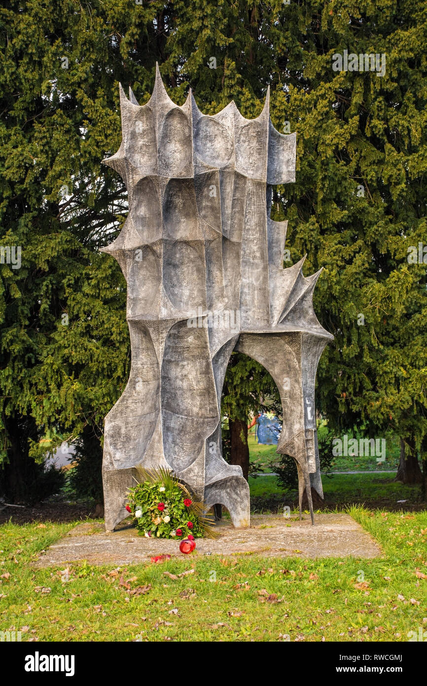 Zagabria, Croazia - 30 dicembre 2018. Una Jugoslavia era memoriale di guerra in un sobborgo della capitale croata Zagabria Foto Stock