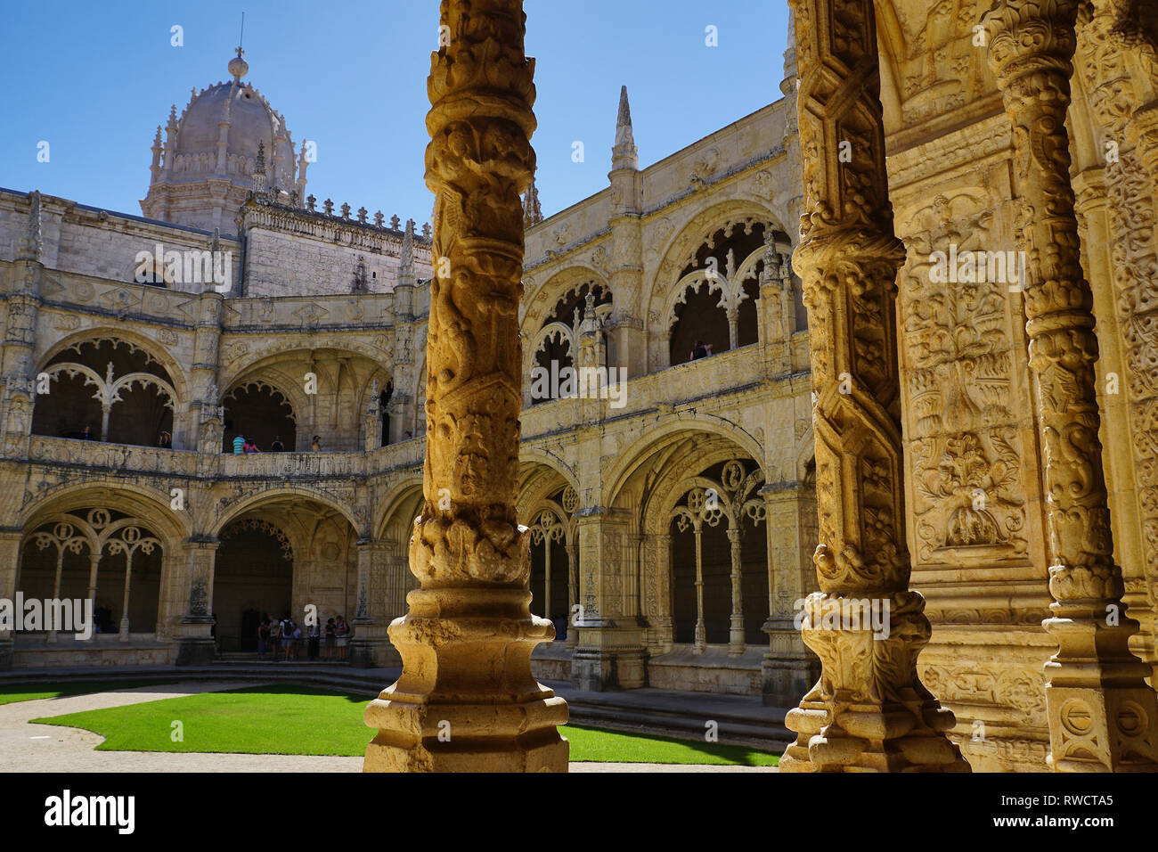 Il Monastero di Jeronimos o Abbey a Lisbona, Portogallo, Santa Maria de Belem monastero. Patrimonio Mondiale UNESCO come un capolavoro dell'arte manuelina Foto Stock