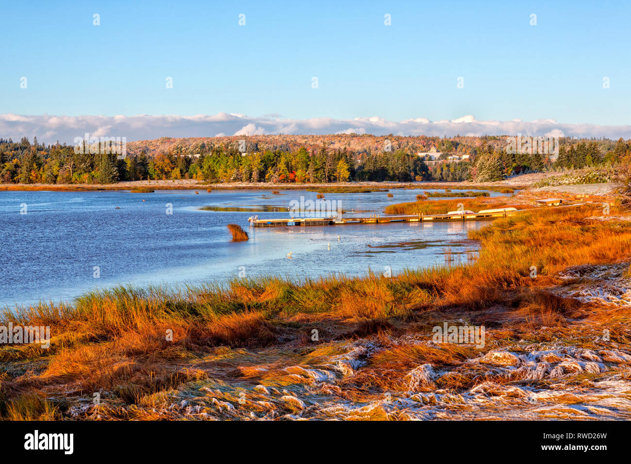 La mattina presto sul fiume ad ovest in autunno, Prince Edward Island, Canada Foto Stock