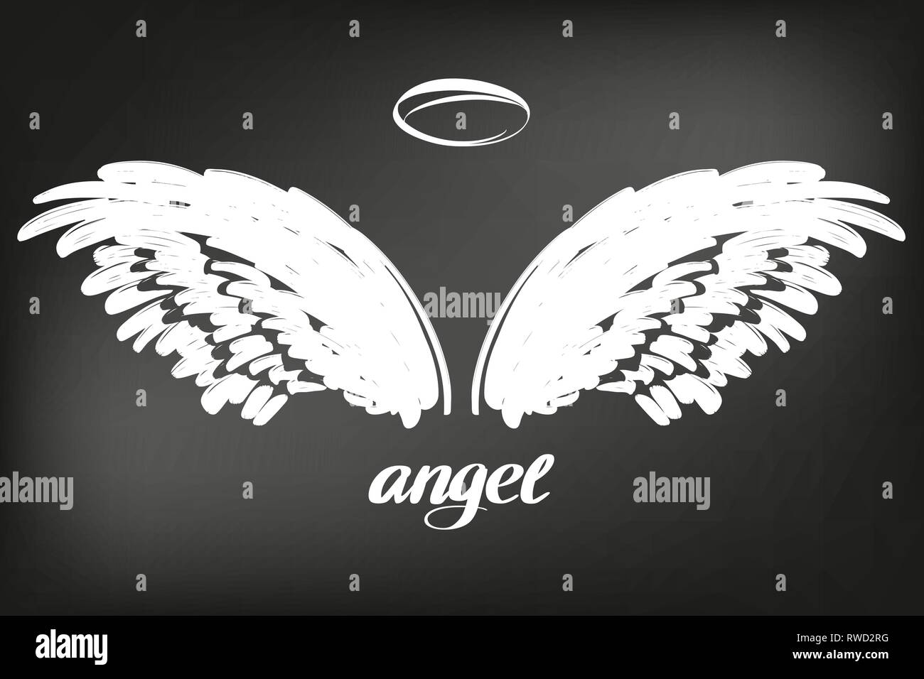 Angel Wings icona collezione sketch, religiosi testo calligrafico simbolo del cristianesimo disegnati a mano illustrazione vettoriale sketch, disegnati in gesso su una Illustrazione Vettoriale