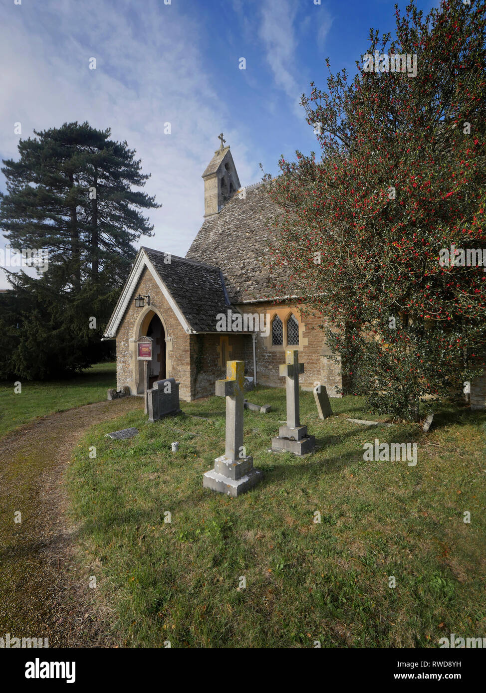L'esterno di San Lorenzo " Chiesa, Tubney, Oxfordshire. Foto Stock