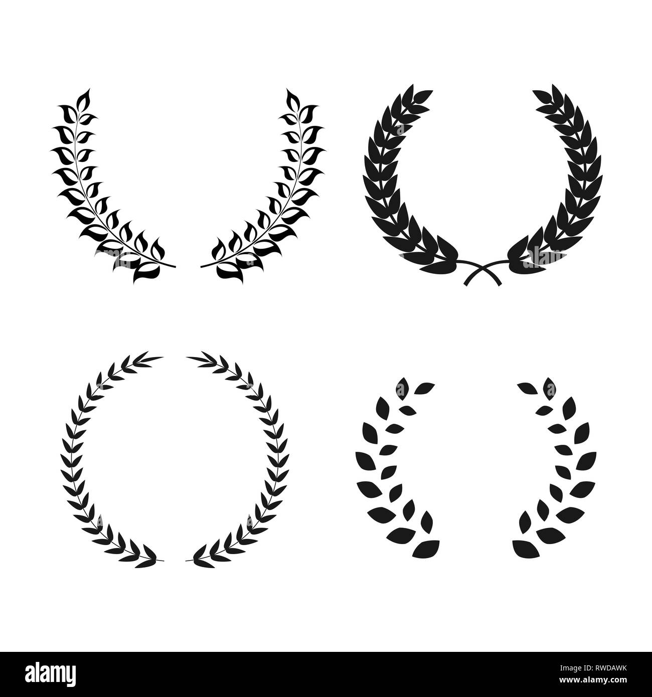 Le corone di alloro Vector set. Vincitore simbolo per il tuo design Illustrazione Vettoriale