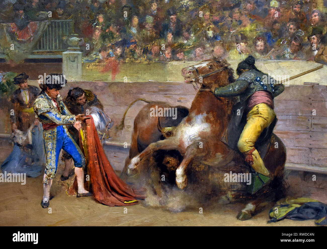 A distrarre il Toro con spade 1885-1890 di Jose Denis Belgrano 1844-1917 Spagna, Spagnolo. Foto Stock