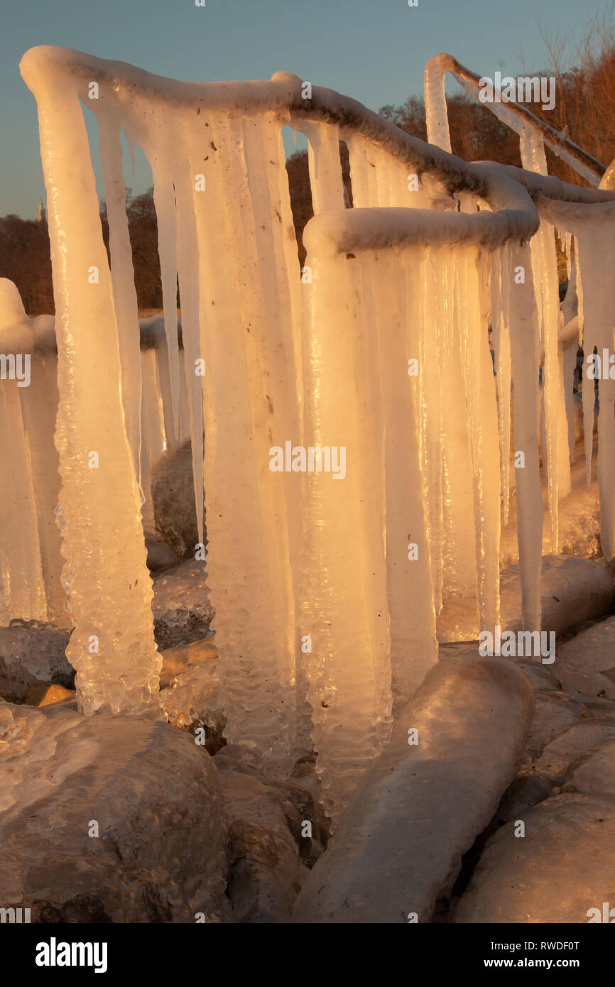 North Point formazioni di ghiaccio, Milwaukee, WI Dicembre 2018 Foto Stock