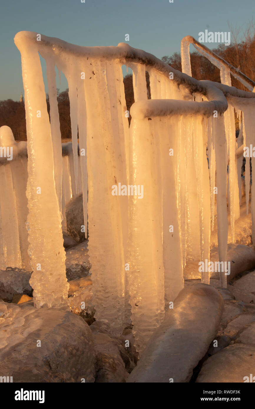 North Point formazioni di ghiaccio, Milwaukee, WI Dicembre 2018 Foto Stock