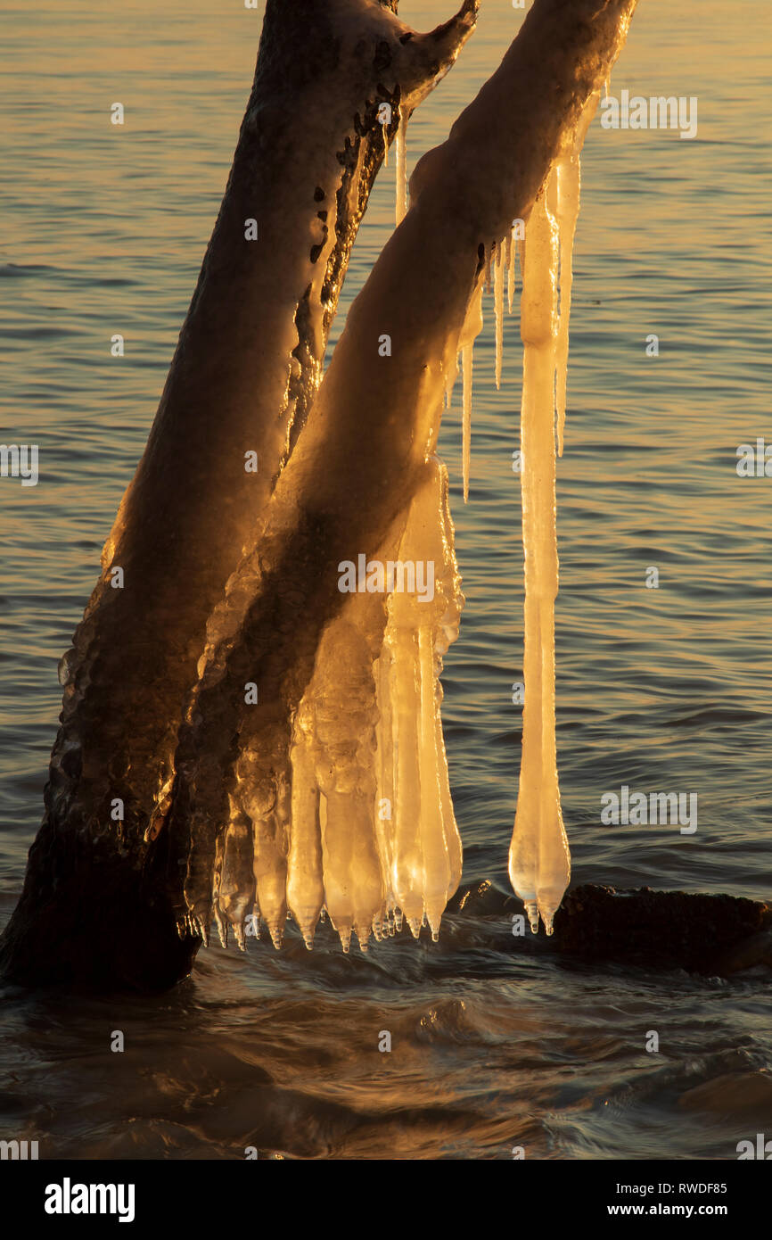 North Point formazioni di ghiaccio, Milwaukee, WI Dicembre 2018 Foto Stock
