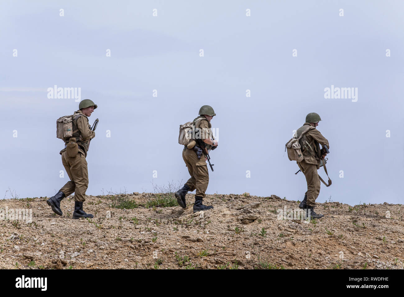 Un sovietico Spetsnaz special operations group su una missione. Foto Stock
