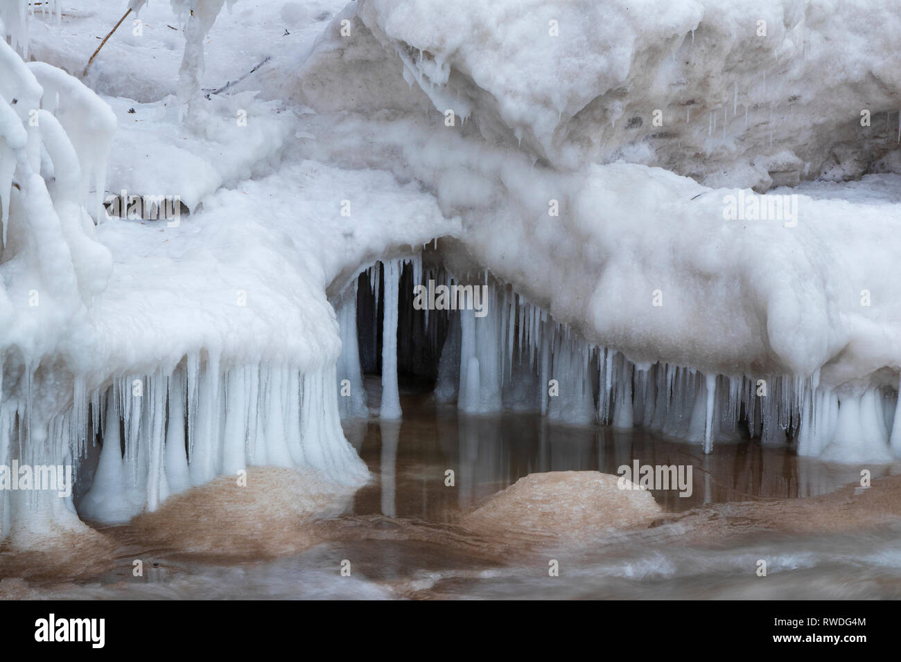 North Point formazioni di ghiaccio, Milwaukee, WI Febbraio 2019 Foto Stock
