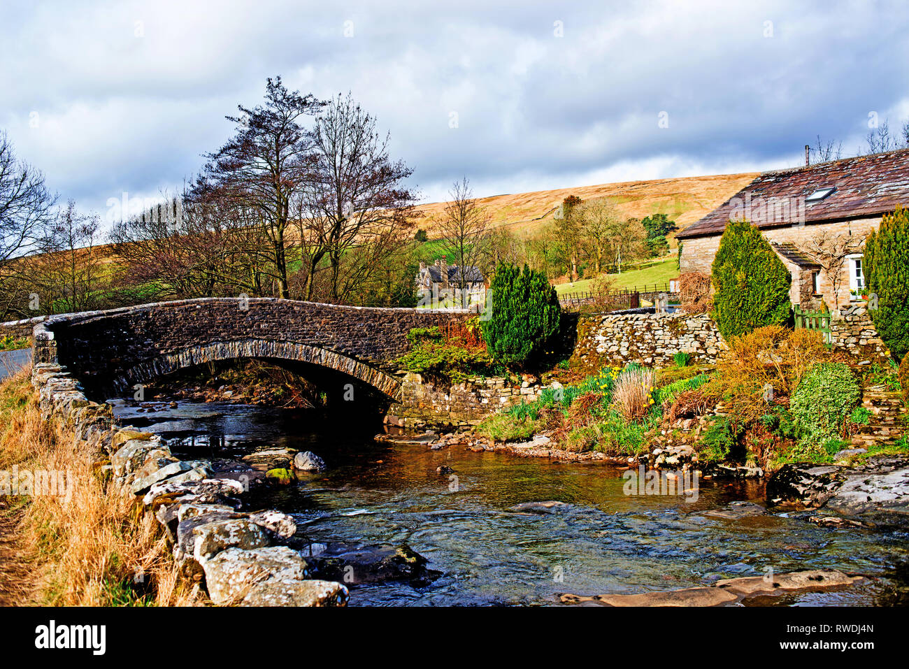 Lea Yeat e del fiume Dee, Cumbria, Dentdale, Inghilterra Foto Stock