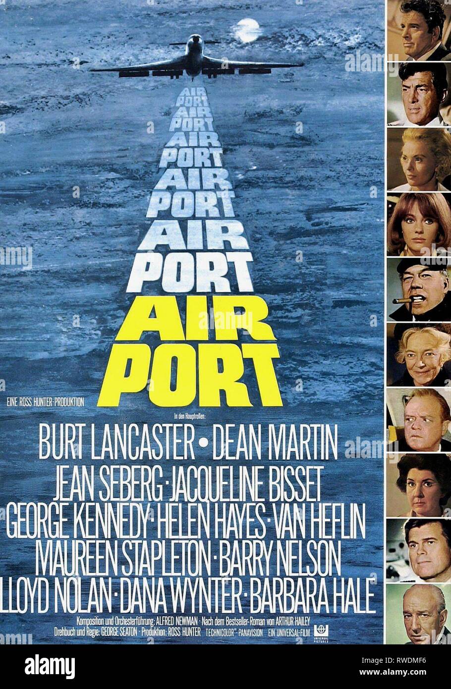 LANCASTER,MARTIN,SEBERG,BISSET,KENNEDY, Hayes,HEFLIN,STAPLETON,NELSON,POSTER, aeroporto, 1970 Foto Stock