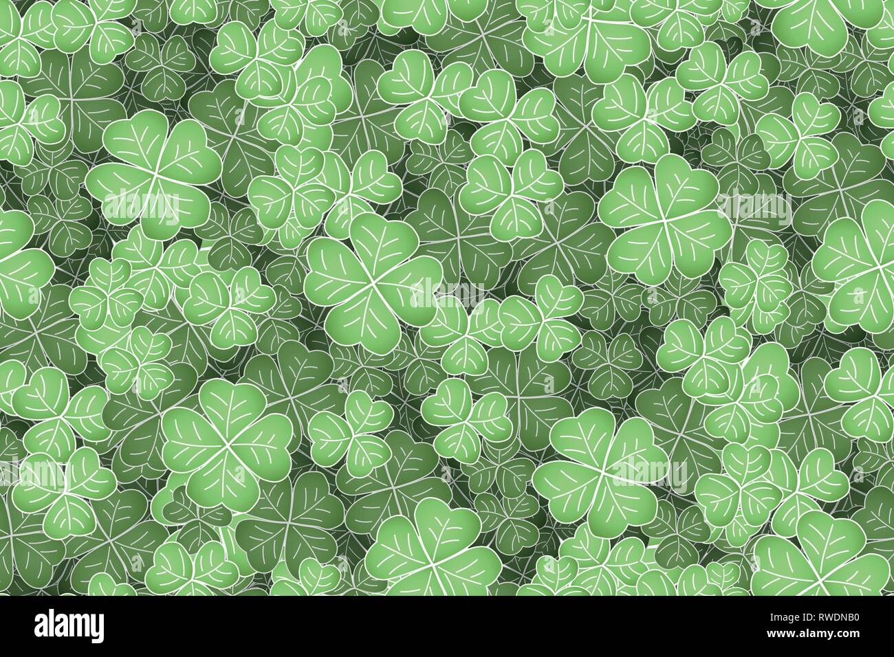 Quadrifoglio sfondo ripetibile, verde texture con cloverleafs per Saint Patricks giorno Illustrazione Vettoriale