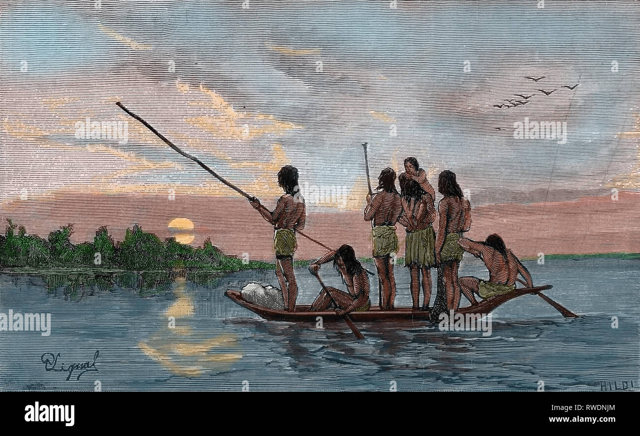 America. Ecuador. Viaggio al fiume del Amazon e le gamme della montagna, da C. Wiener. Incisione, 1879-1882. Foto Stock