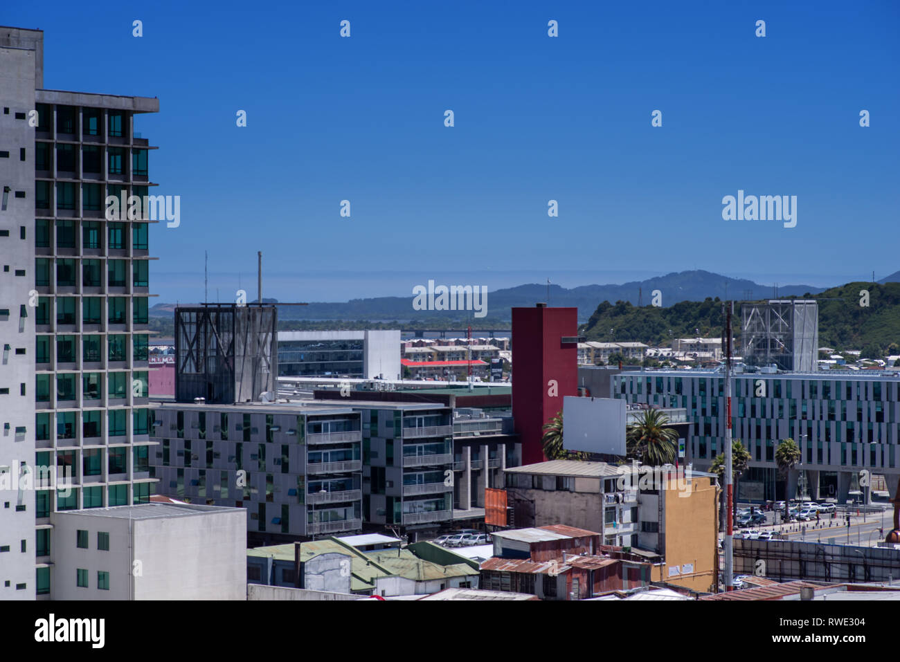Hochhäuser di Concepción, Cile Foto Stock