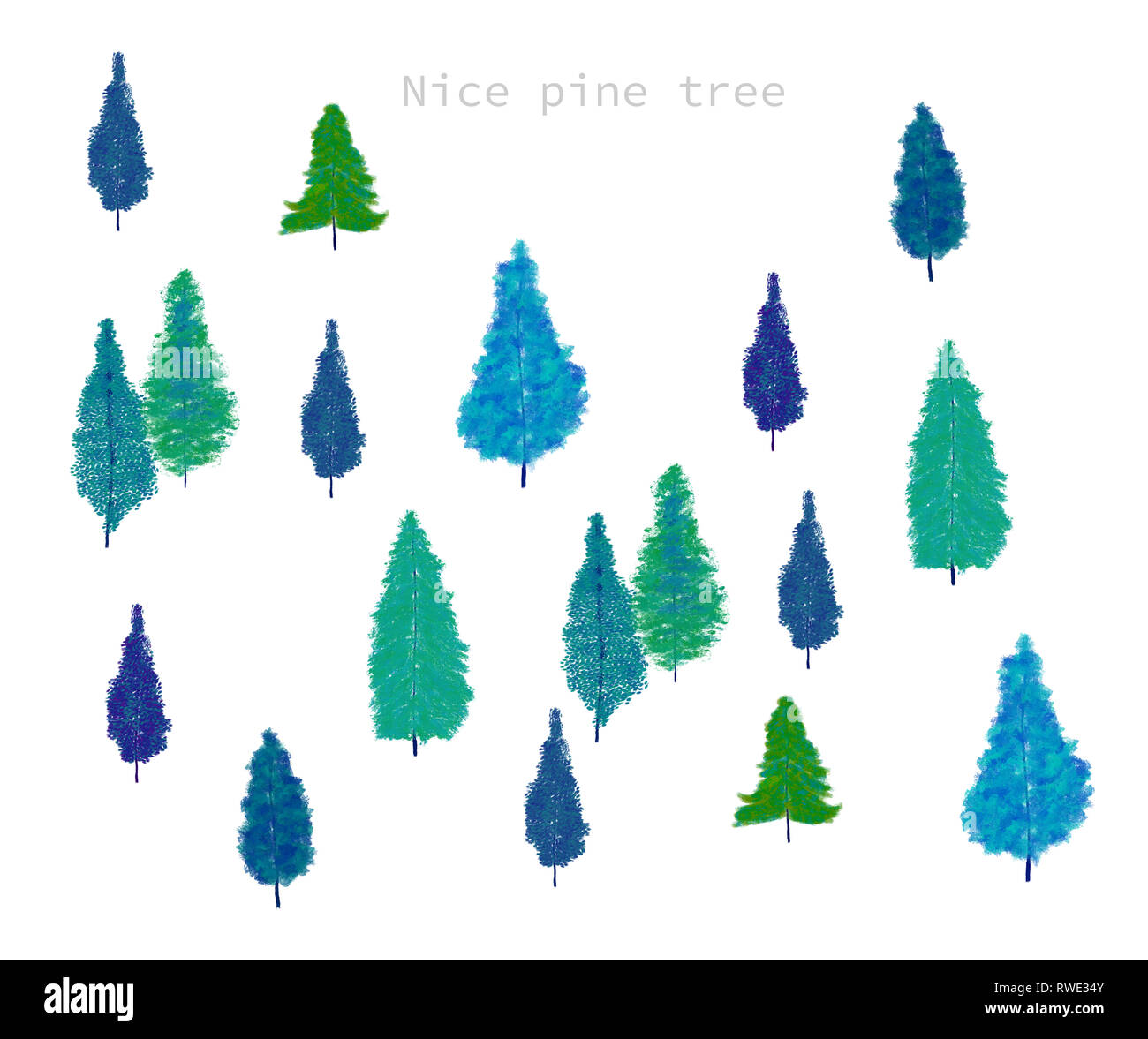 Disegnato a mano la giungla di Nizza e pini Foto Stock