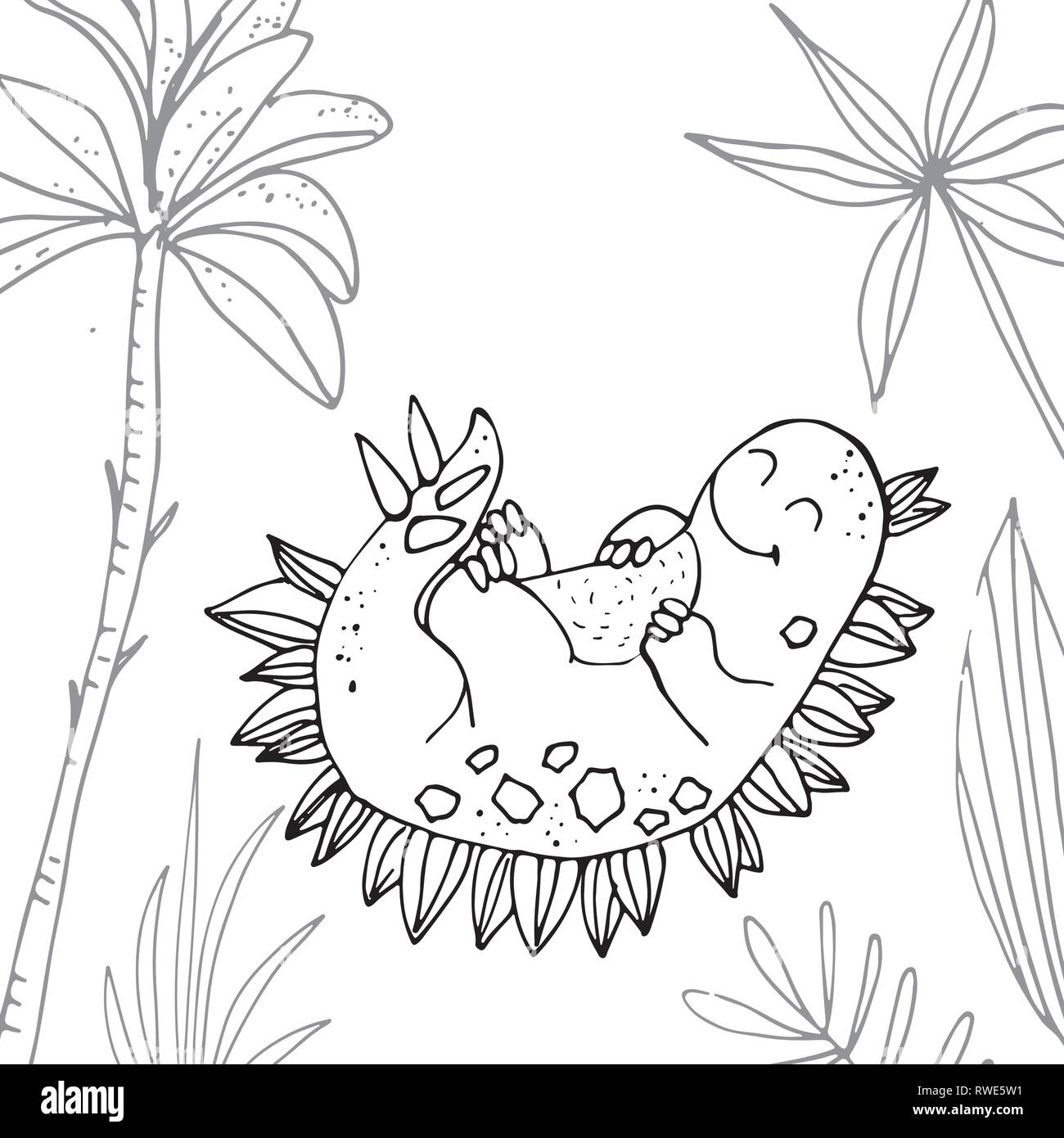 Dinosauro stilizzato del medio alla fine del periodo Cretaceo Illustrazione Vettoriale