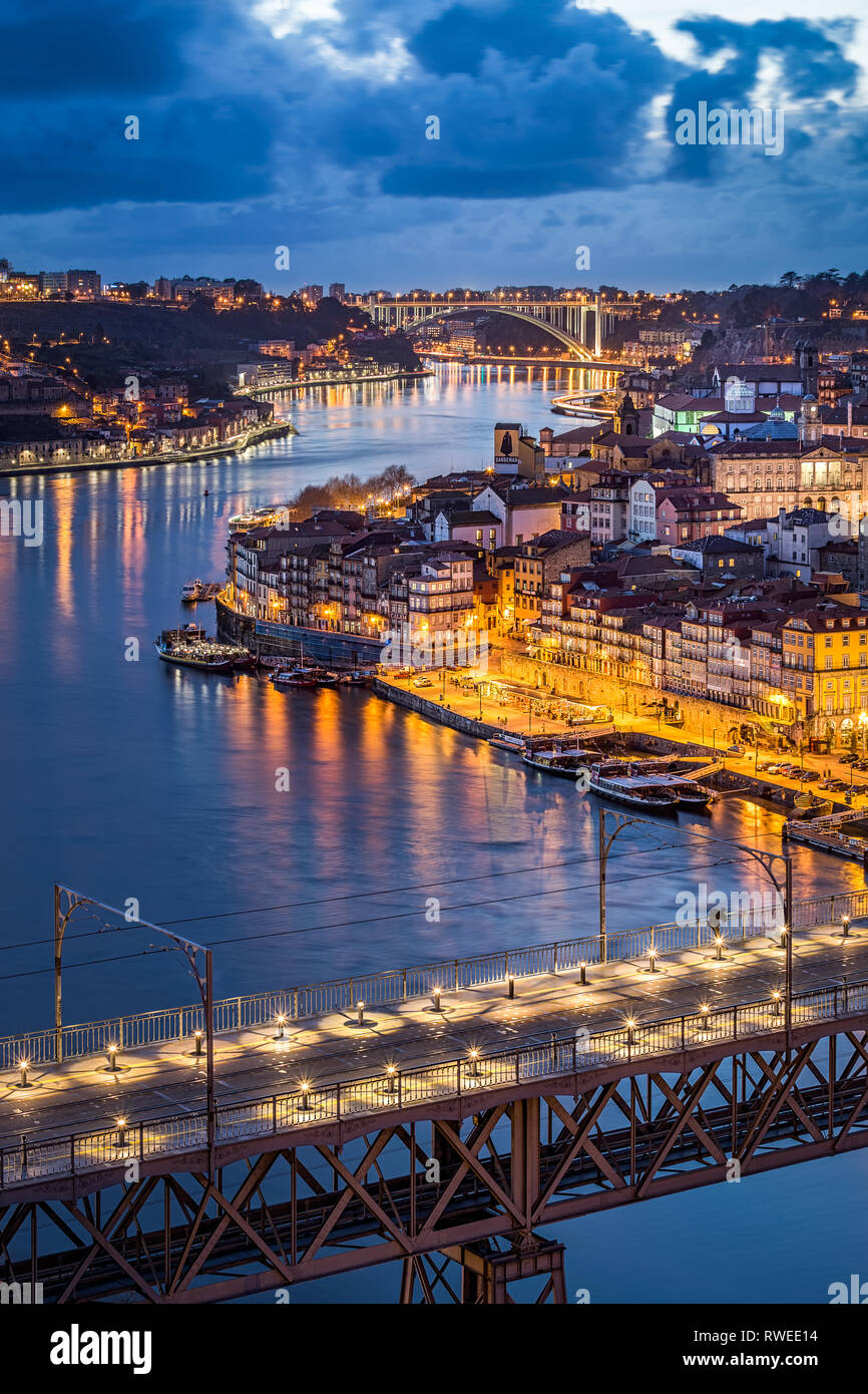 Porto, Ribeira e Rio Douro Foto Stock