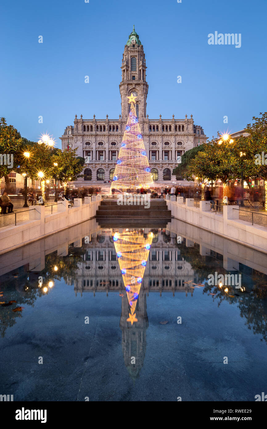Iluminação de Natal da Cidade do Porto, 2015 Foto Stock