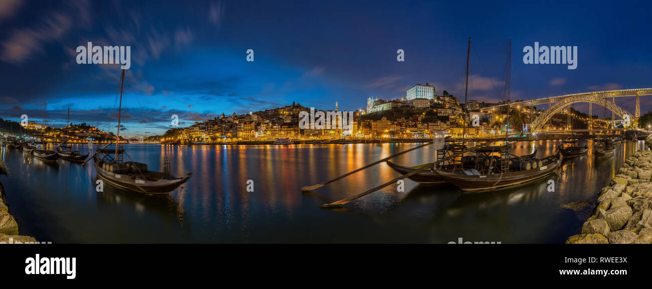 Porto, Luis I Bridge, Rebelos, Fiume Douro, Portogallo Foto Stock