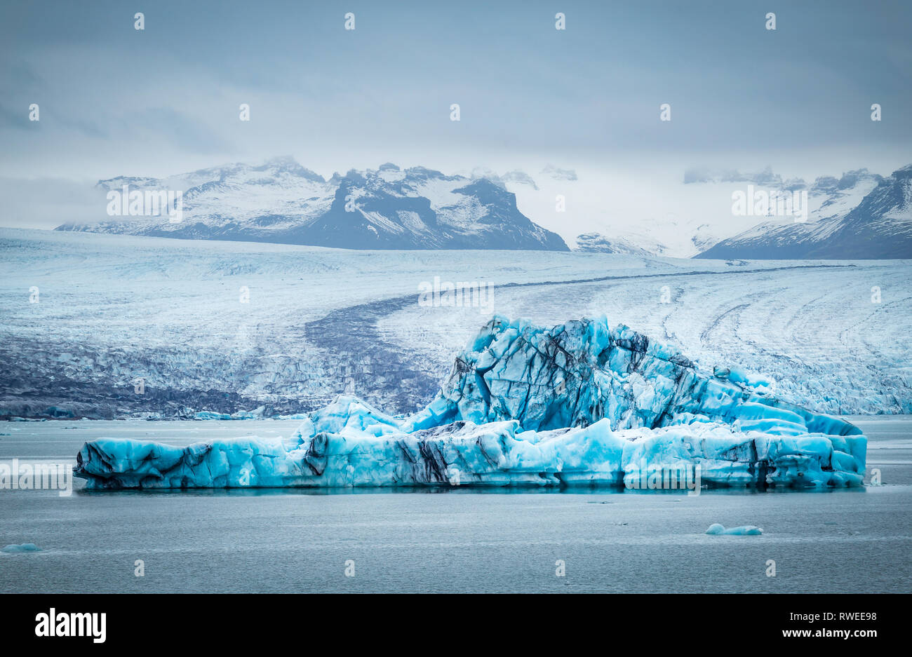 Jokulsarlon, laguna glaciale, Iceberg, Islanda Foto Stock