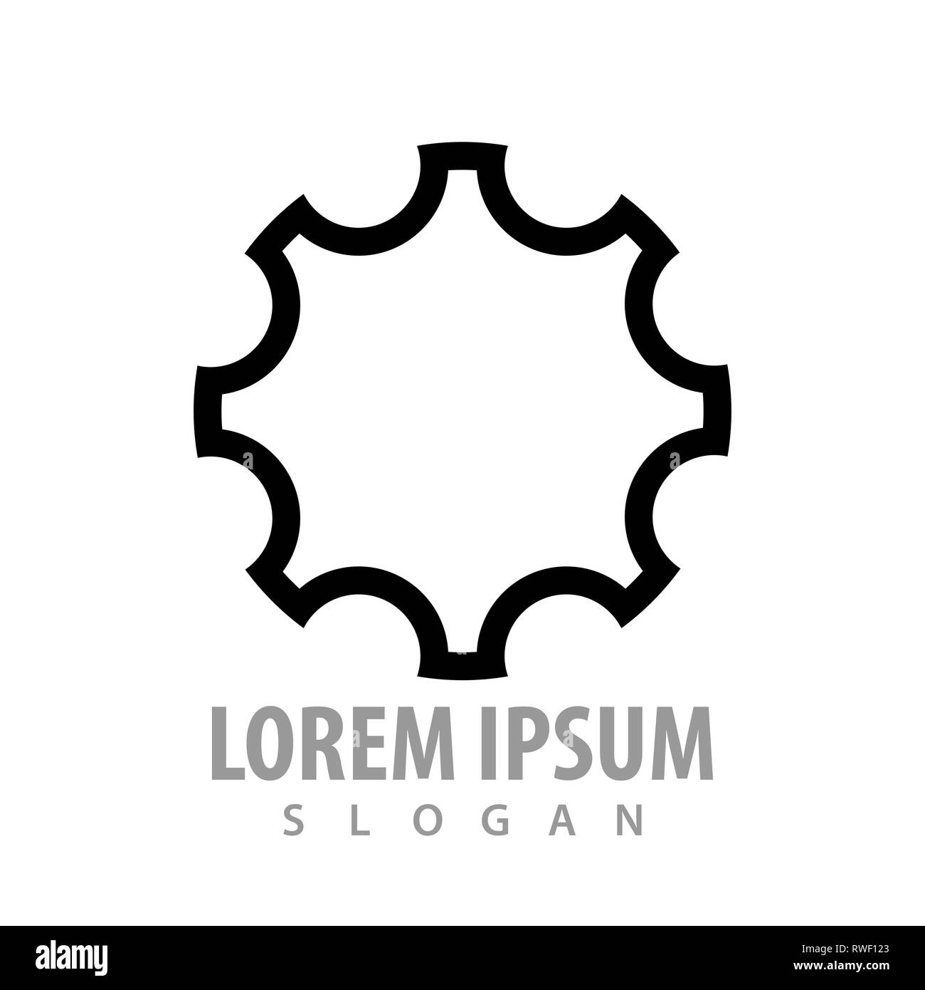 Ingranaggio logo linea concept design. Simbolo grafico elemento di modello Illustrazione Vettoriale