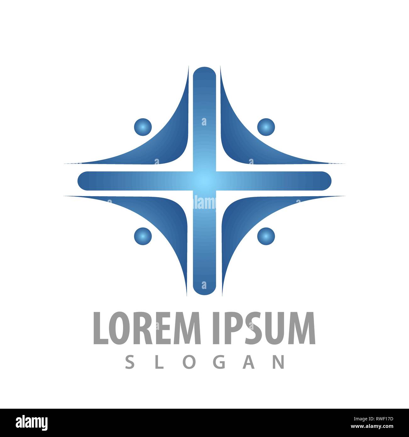 Ruotare la gente nel logo cross concept design. Simbolo grafico elemento di modello Illustrazione Vettoriale