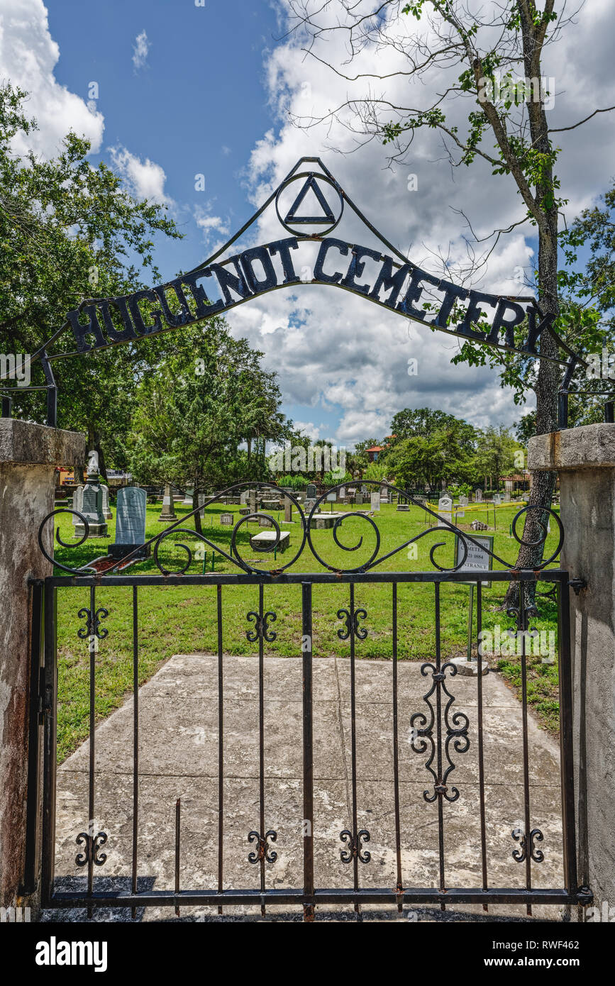 Sant Agostino, FL - Giugno 15, 2018: Il Cimitero ugonotta è il primo cimitero di Sant'Agostino per non cattolico civili. Foto Stock