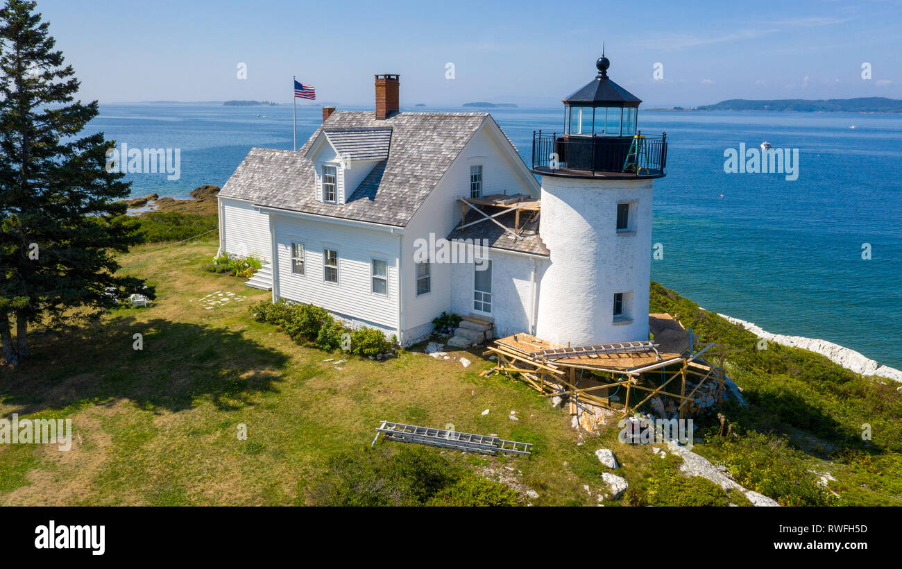 La zucca Island Lighthouse, piccola isola di cervi, daini Isle, ME Foto Stock
