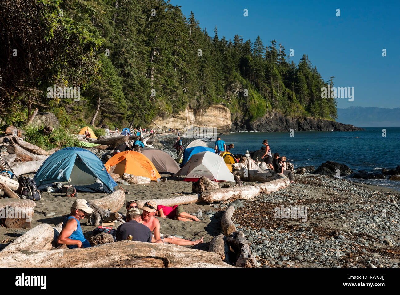 Mystic Beach, Juan de Fuca Trail, Isola di Vancouver, BC, Canada Foto Stock