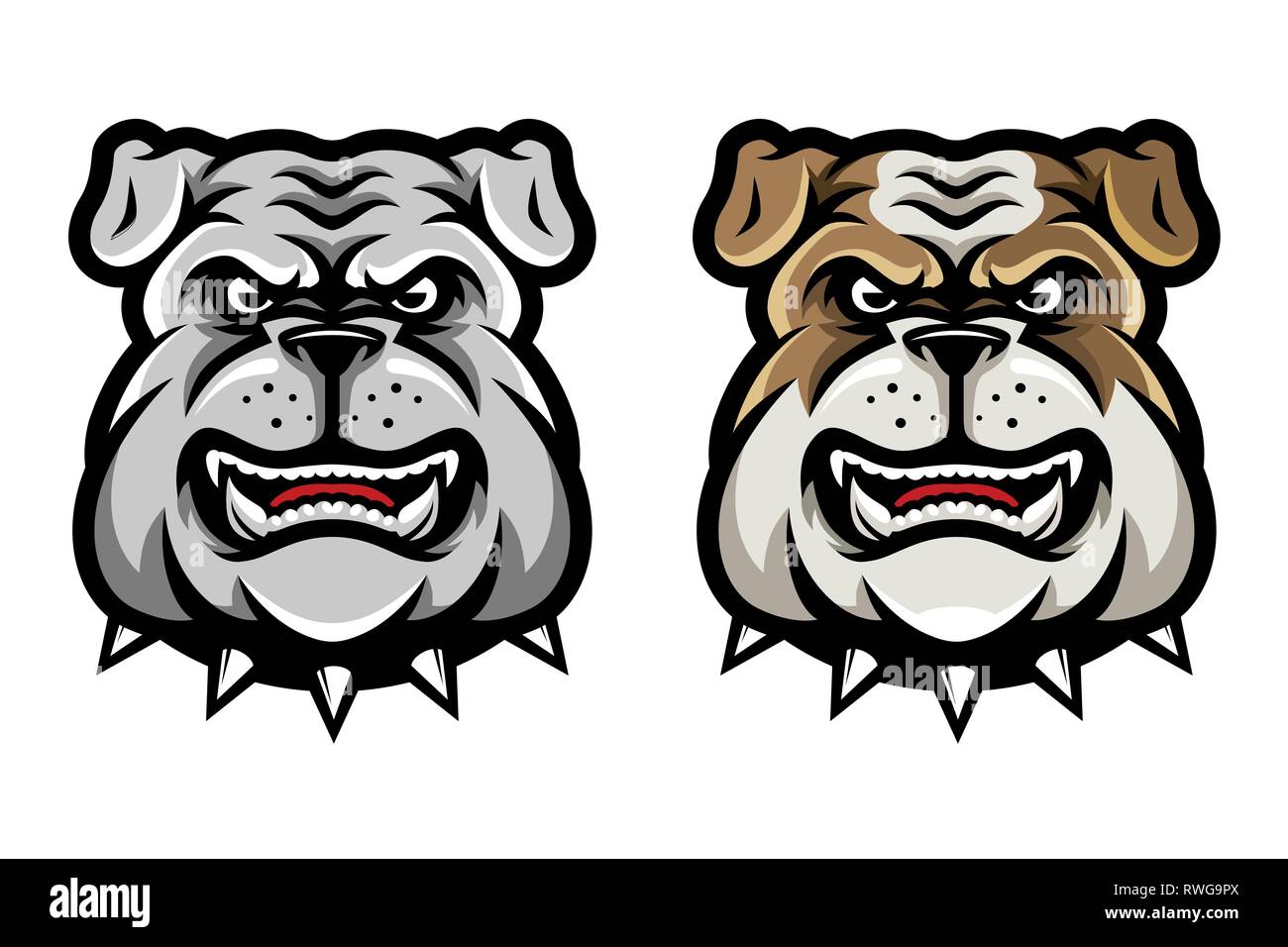 Bulldog mascotte di testa in stile cartoon Illustrazione Vettoriale