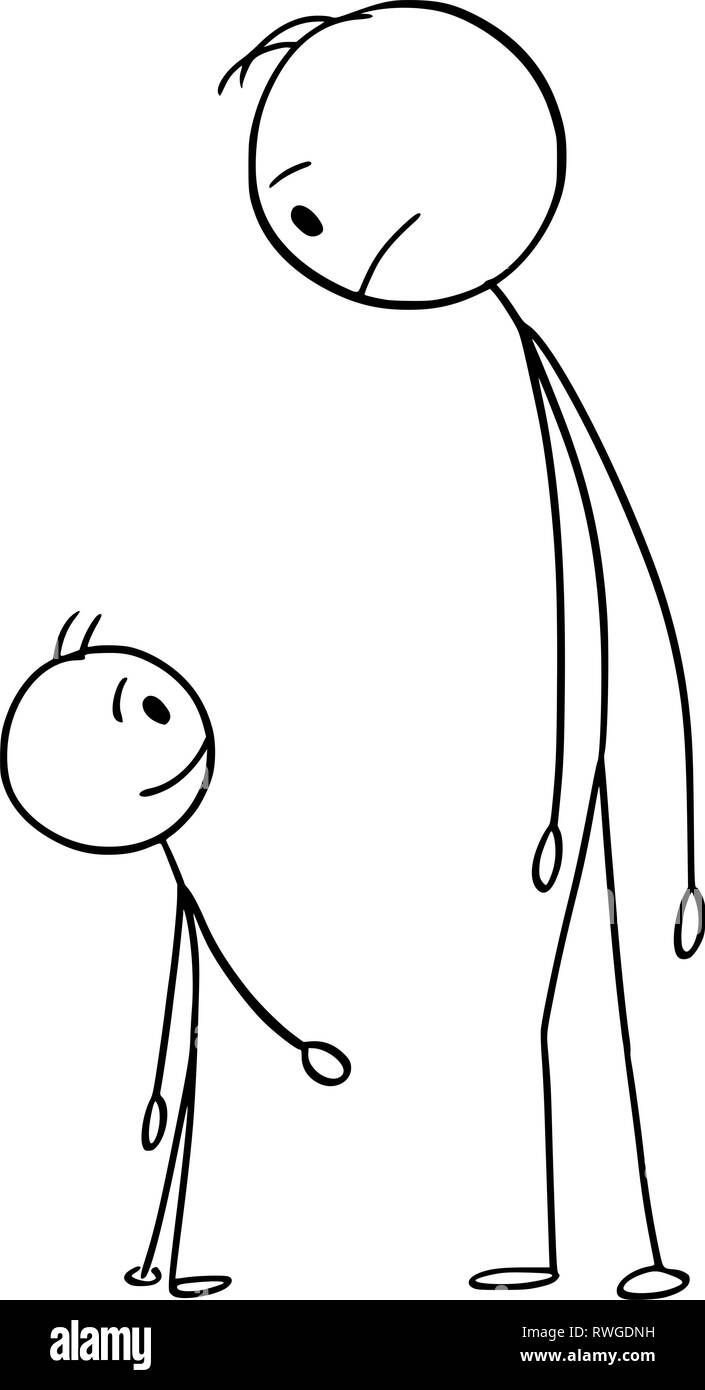Cartoon di uomo e ragazzo o padre e figlio Illustrazione Vettoriale