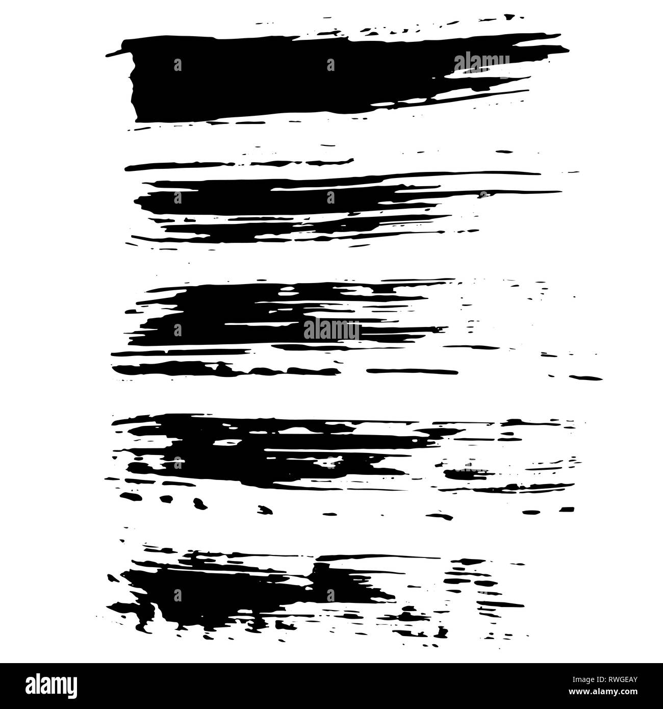 Grunge pennello asciutto set. Disegnata a mano illustrazione vettoriale. Illustrazione Vettoriale