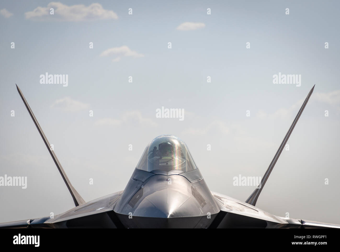 La parte anteriore è sulla vista della US Air Force F-22 Raptor Foto Stock
