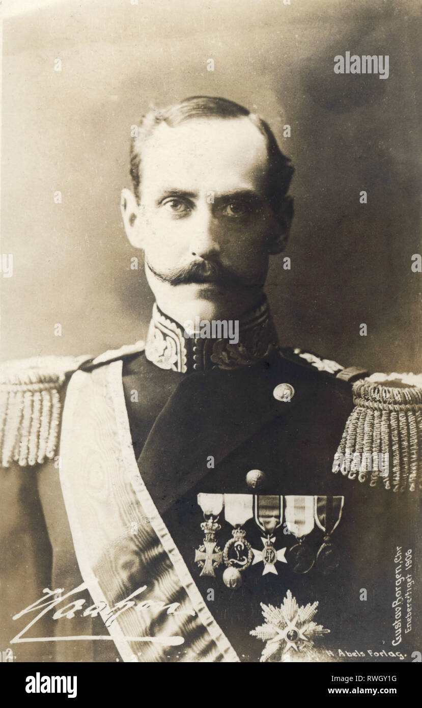 Haakon VII, 3.8.1872 - 21.9.1957, Re di Norvegia 18.11.1905 - 21.9.1957, ritratto, cartolina, 1906 Additional-Rights-Clearance-Info-Not-Available Foto Stock Haakon VII, 3.8.1872 - 21.9.1957, Re di Norvegia 18.11.1905 - 21.9.1957, ritratto, cartolina, 1906 Additional-Rights-Clearance-Info-Not-Available Foto Stock
