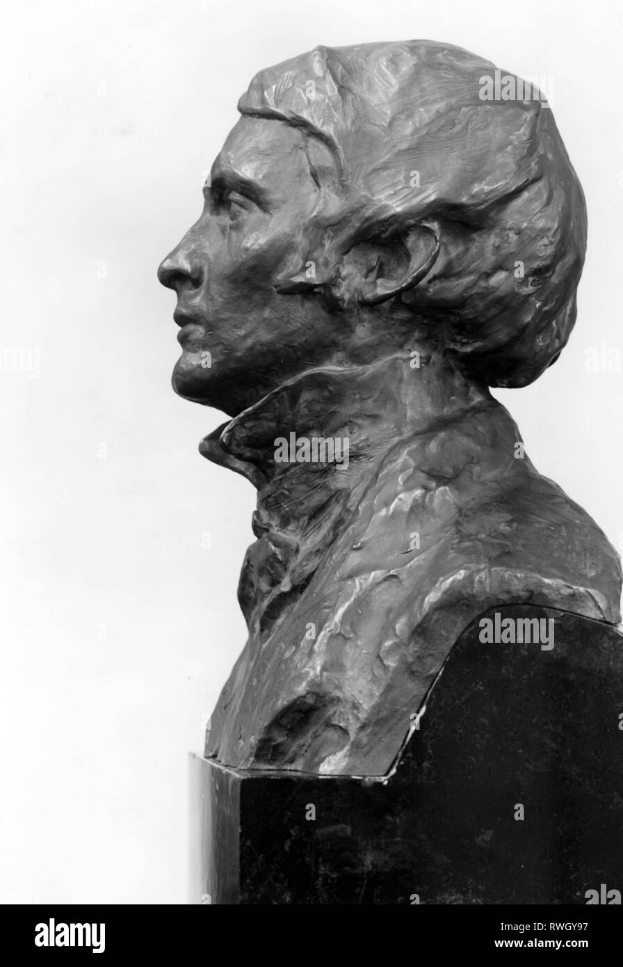 Vogeler, Heinrich, 12.12.1872 - 14.6.1942, pittore tedesco e artista grafico, ritratto, busto, scultura da Clara Rilke-Westhoff, 1902, Kunsthalle Bremen, Additional-Rights-Clearance-Info-Not-Available Foto Stock