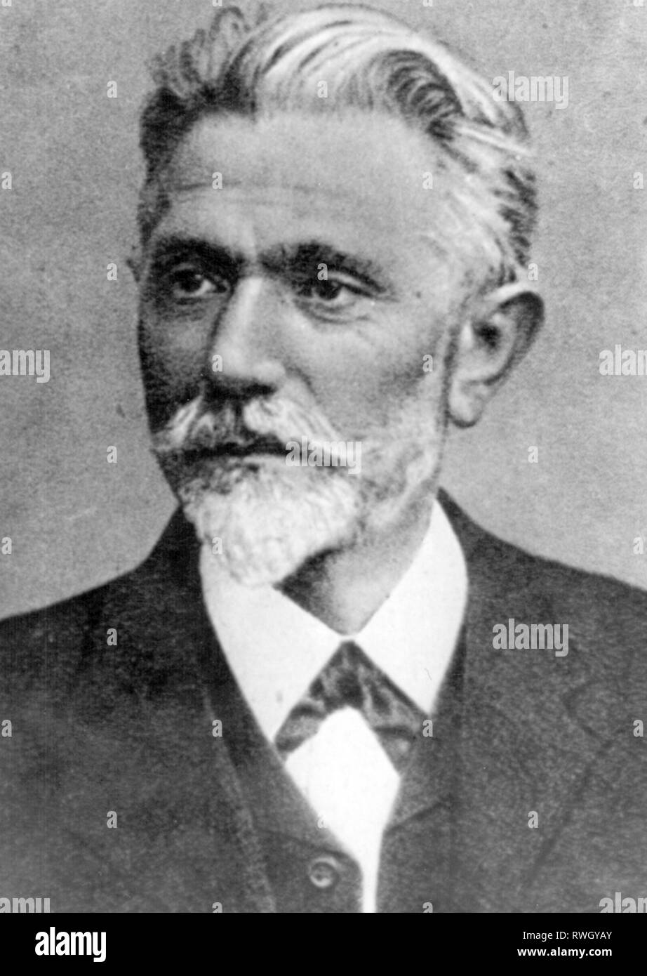 Bebel, Agosto, 22.2.1840 - 13.8.1913, uomo politico tedesco e pubblicista, membro del Reichstag tedesco 1871 - 1881 e 1883 - 1913, ritratto, circa 1895, Additional-Rights-Clearance-Info-Not-Available Foto Stock