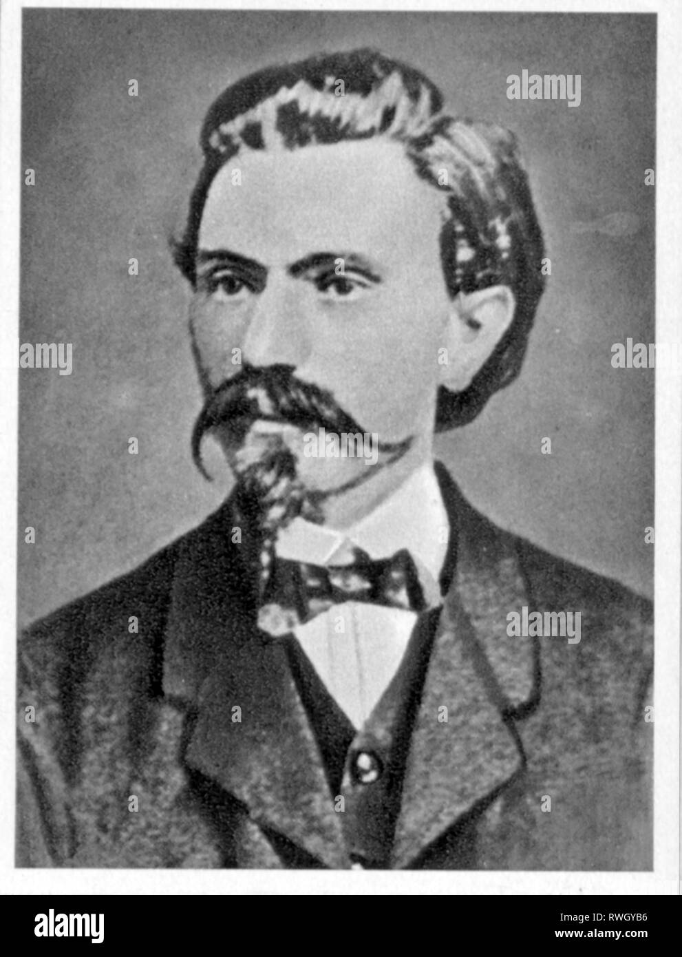 Bebel, Agosto, 22.2.1840 - 13.8.1913, uomo politico tedesco e pubblicista, gli Stati del Nord tedesco Reichstag 1867 - 1871, ritratto, circa 1865, Additional-Rights-Clearance-Info-Not-Available Foto Stock