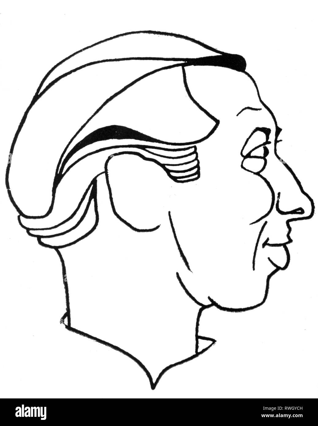 Raddatz, Carl, 13.3.1912 - 19.5.2004, attore tedesco, ritratto, caricatura, 1930s/1940s, Additional-Rights-Clearance-Info-Not-Available Foto Stock