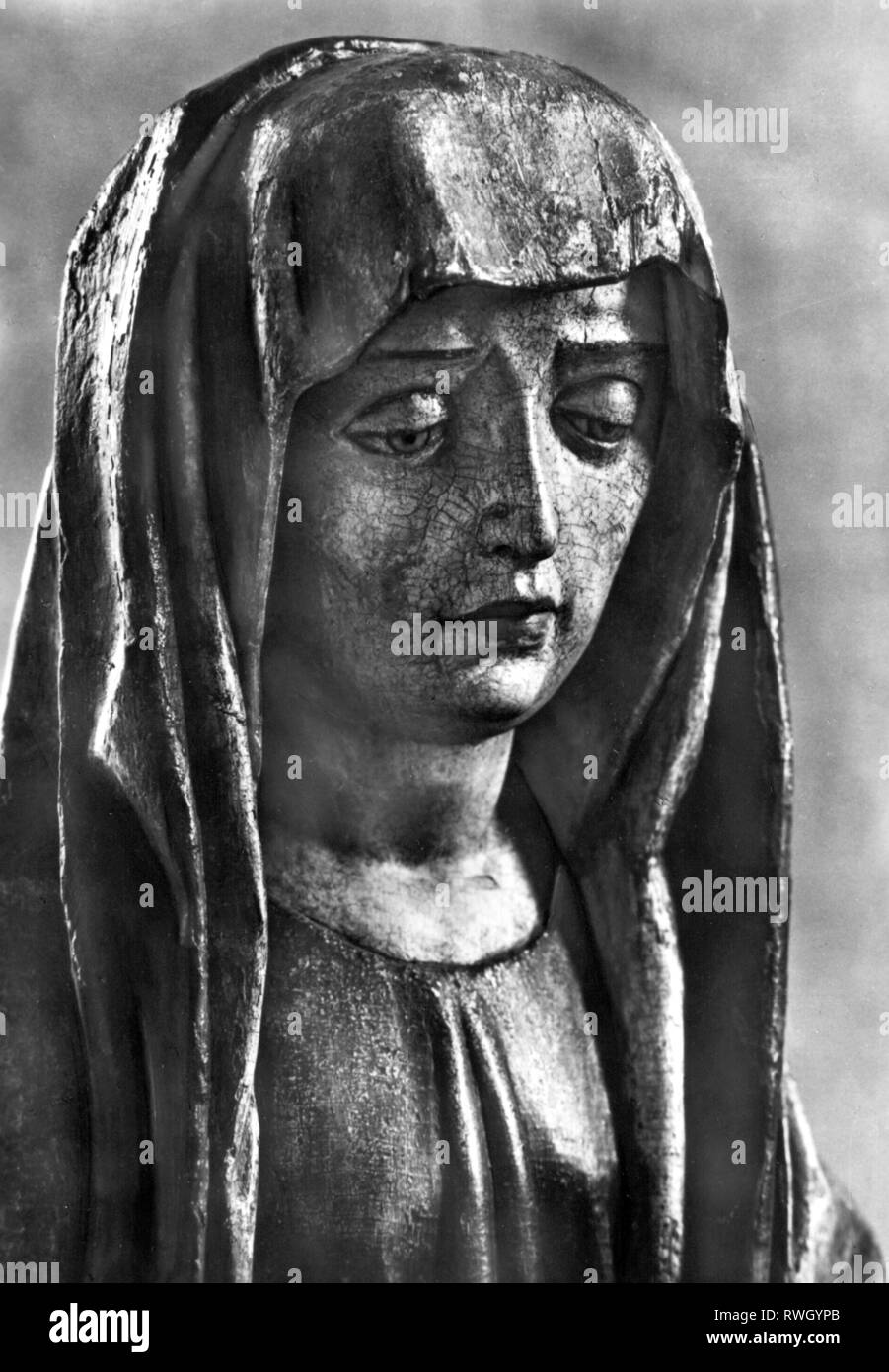 Maria, circa 15 BC - circa 48 AD, la madre di Gesù, ritratto, scultura, inizi del XVI secolo, Germania, museo della Turingia, Eisenach, Additional-Rights-Clearance-Info-Not-Available Foto Stock