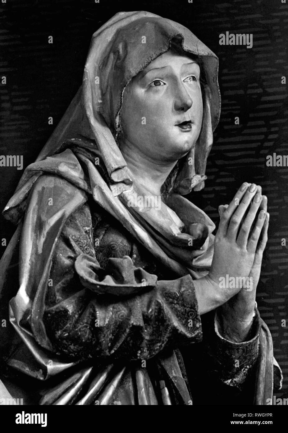 Maria, circa 15 BC - circa 48 AD, la madre di Gesù, ritratto, scultura, da Niclas Gerhaert van Leyden (circa 1430 - 1473, 1462, legno verniciato, chiesa di San Giorgio, Noerdlingen, Additional-Rights-Clearance-Info-Not-Available Foto Stock