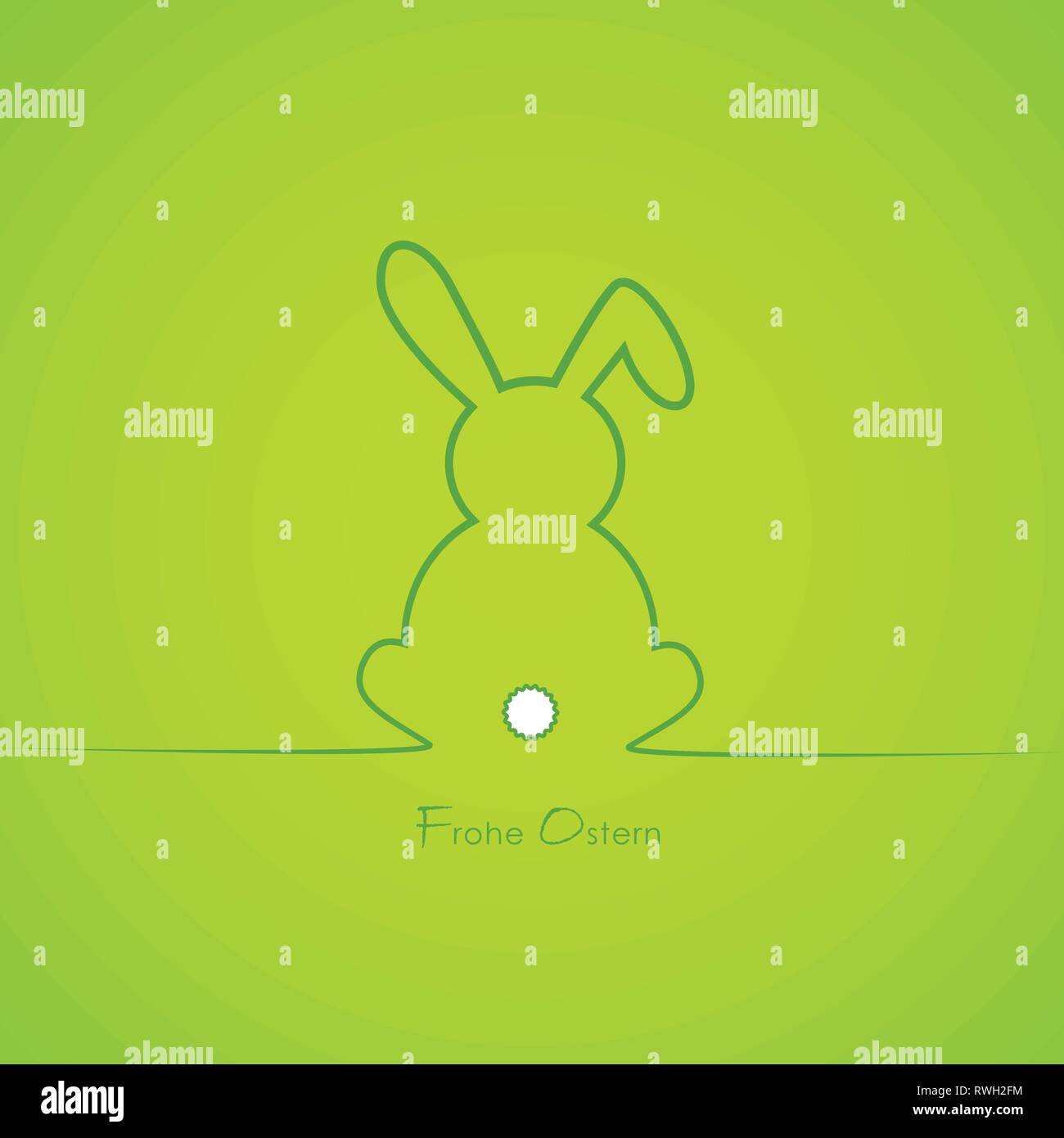 Green simpatico coniglietto di pasqua confine con testo tedesco felice Pasqua illustrazione vettoriale EPS10 Illustrazione Vettoriale