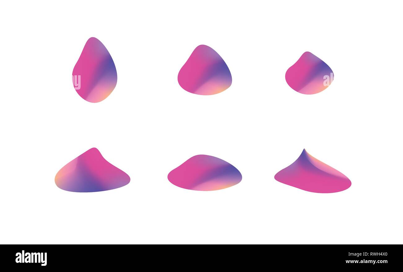 Set di abstract moderni elementi grafici. Gradiente forme luminose in forma di goccioline d'acqua. Abstract moderno vettore colorati per la raccolta di liquido Illustrazione Vettoriale