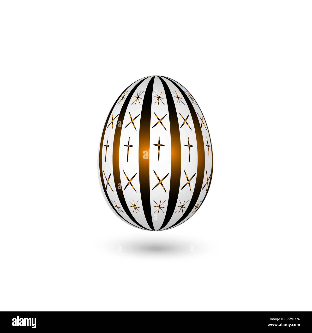 Uovo di Pasqua su uno sfondo bianco. Candela di effetto di luce. Illustrazione Vettoriale. Illustrazione Vettoriale