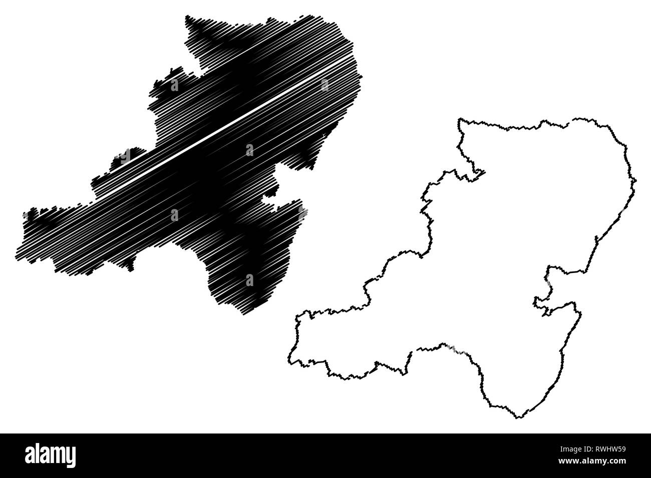 Aberdeenshire (Regno Unito, Scozia, del governo locale in Scozia) mappa illustrazione vettoriale, scribble schizzo Aberdeenshire mappa Illustrazione Vettoriale