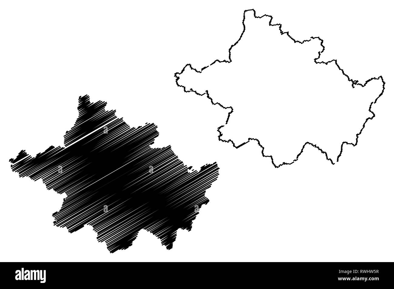 County Tyrone (Regno Unito, Irlanda del Nord e le contee dell'Irlanda del Nord) mappa illustrazione vettoriale, scribble schizzo Tyrone mappa Illustrazione Vettoriale