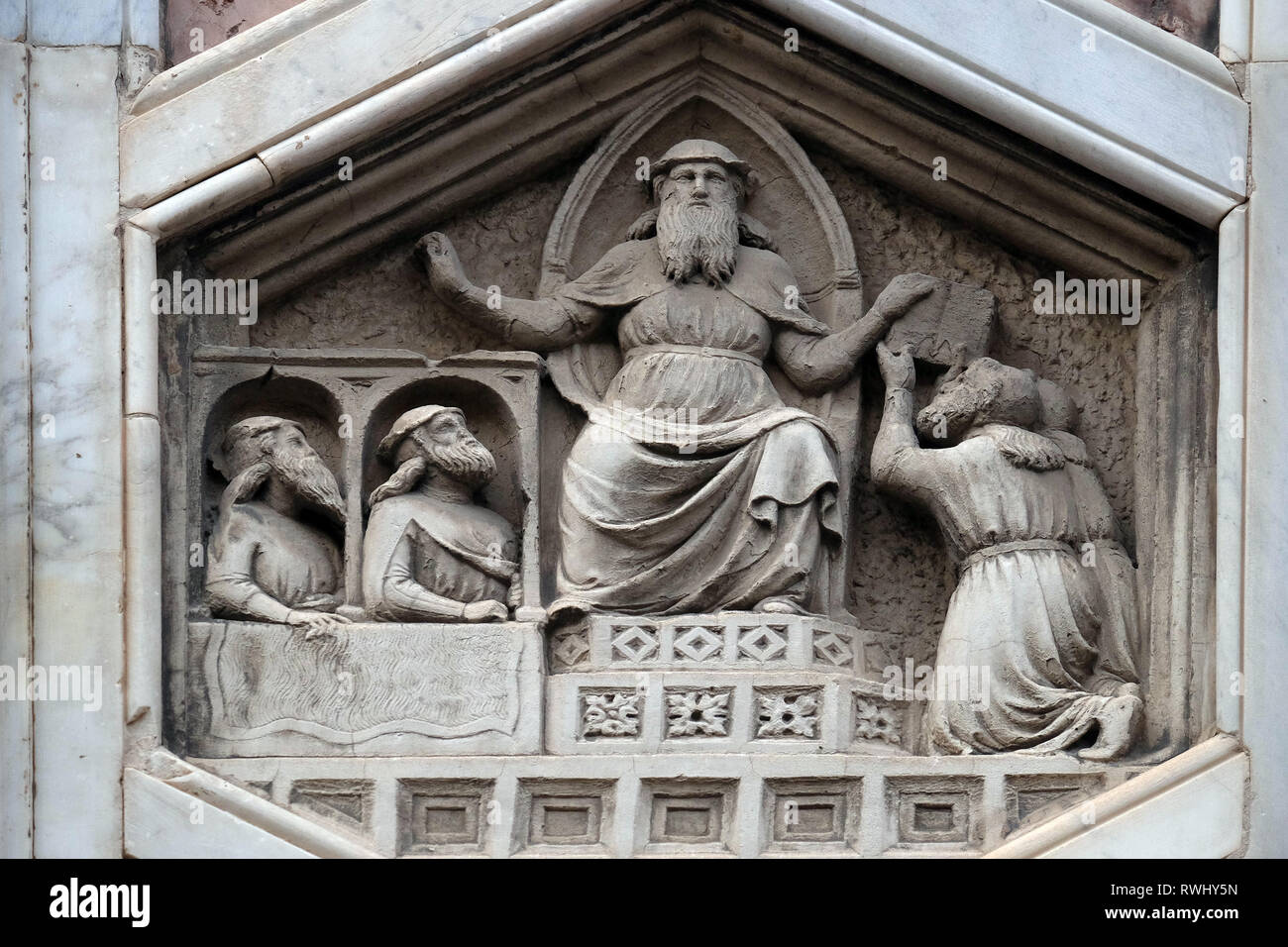 Re Phoroneus come personificazione dell inizio della legge per rendere, il Campanile della Cattedrale di Santa Maria del Fiore a Firenze Foto Stock