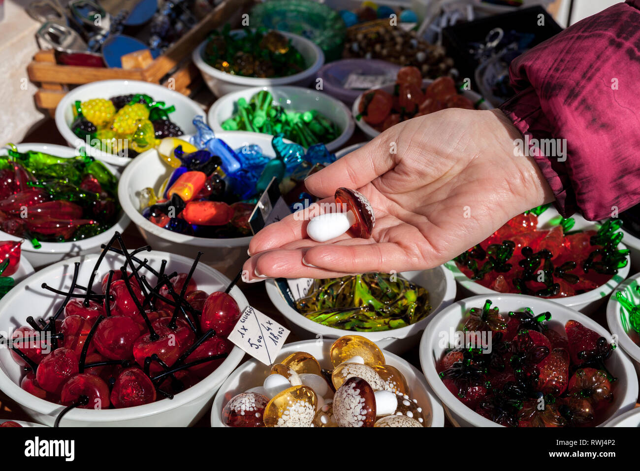 Di souvenir in vetro dall'isola di Murano, Italia Foto Stock