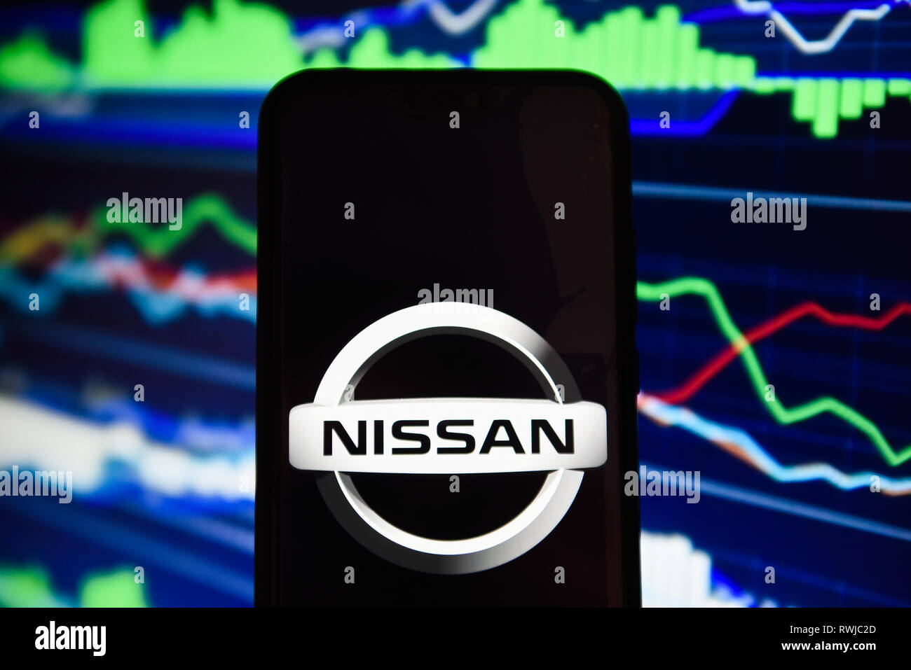 Il Portogallo. 6 Mar, 2019. Logo Nissan è visibile su un telefono cellulare Android. Credito: Omar Marques/SOPA Immagini/ZUMA filo/Alamy Live News Foto Stock