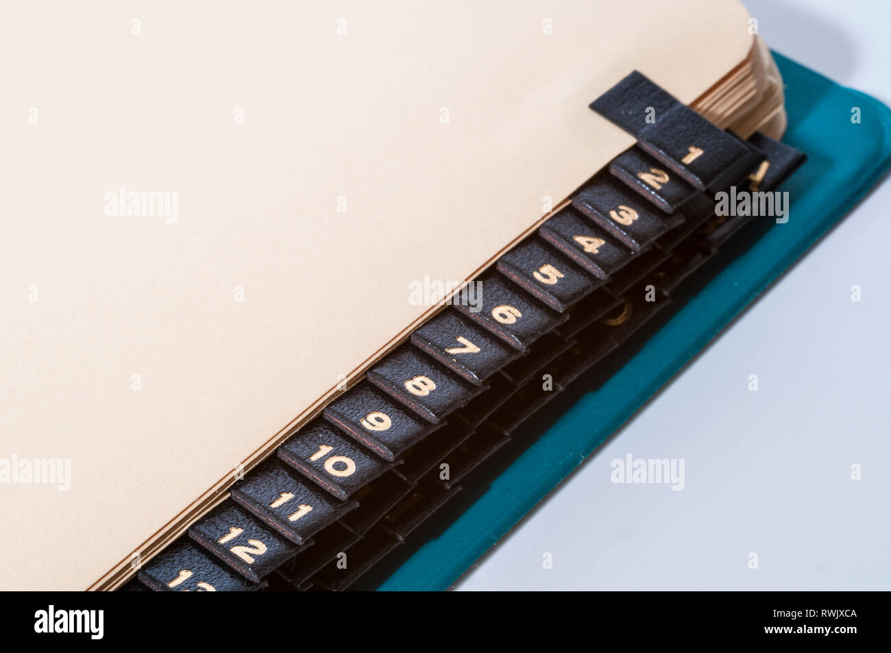 Schede indice in 3-ring binder Foto Stock